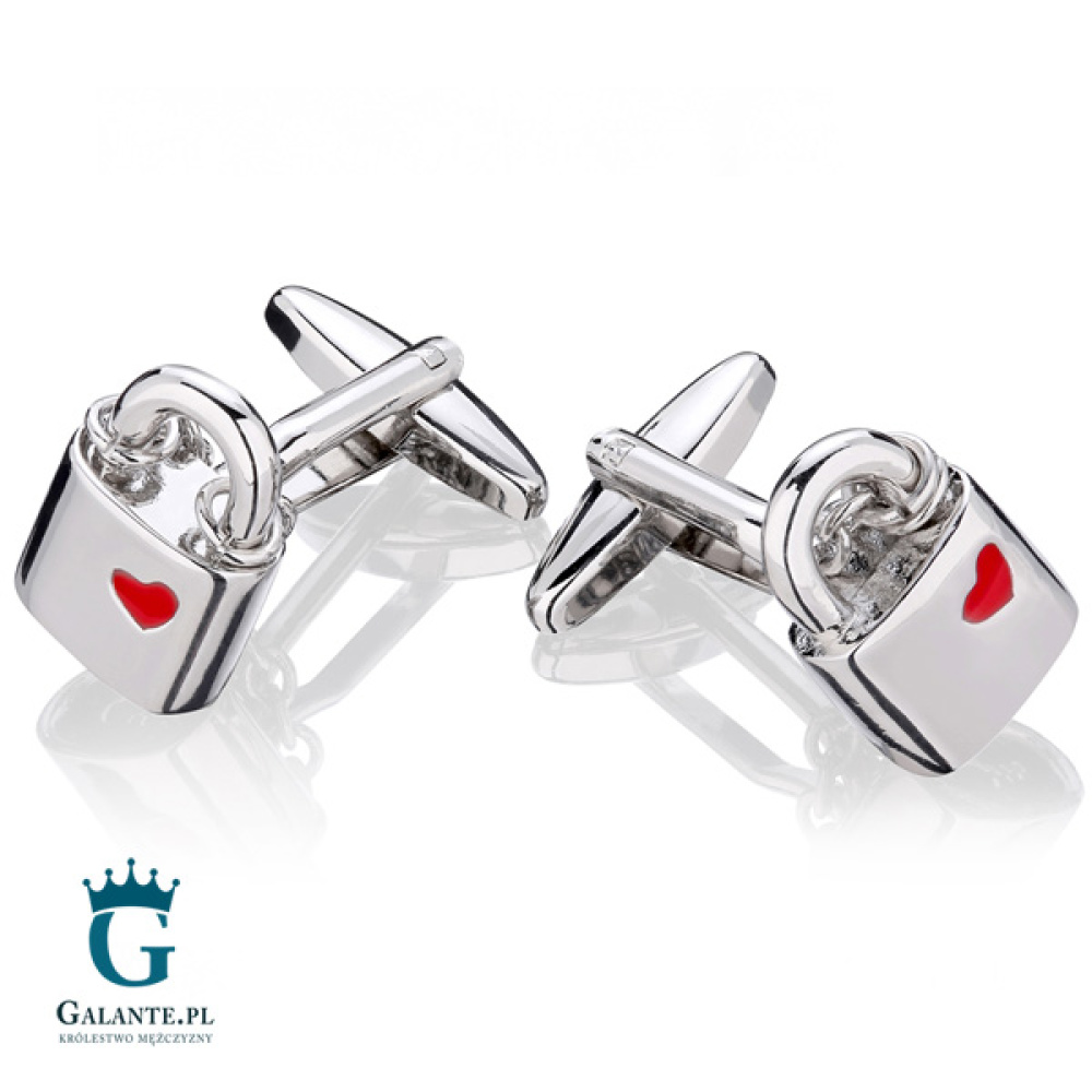 Spinki do mankietów X2 Kłódka z serduszkiem