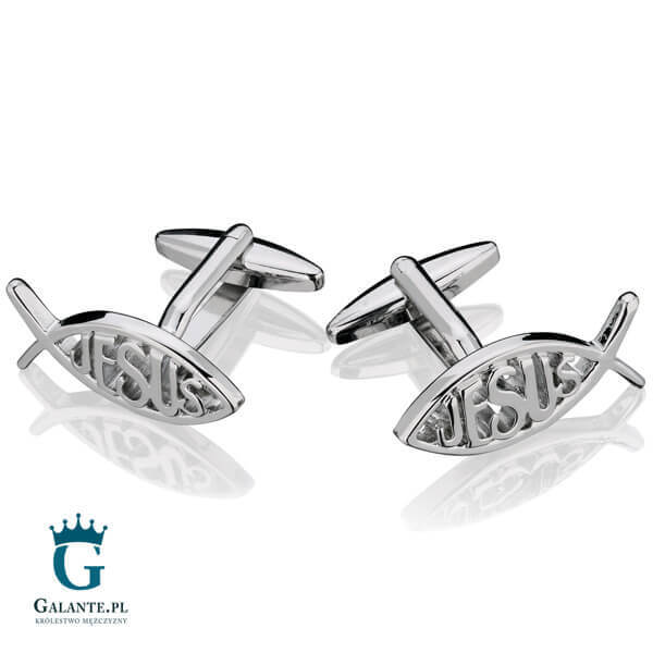 Spinki do mankietów X2 Ryba Symbol Jesus