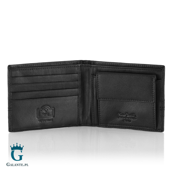 Skórzany portfel męski z przeszyciami Pierre Cardin TILAK97 8805 – czarny