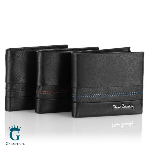 Skórzany portfel męski z przeszyciami Pierre Cardin TILAK97 8806 – czarny