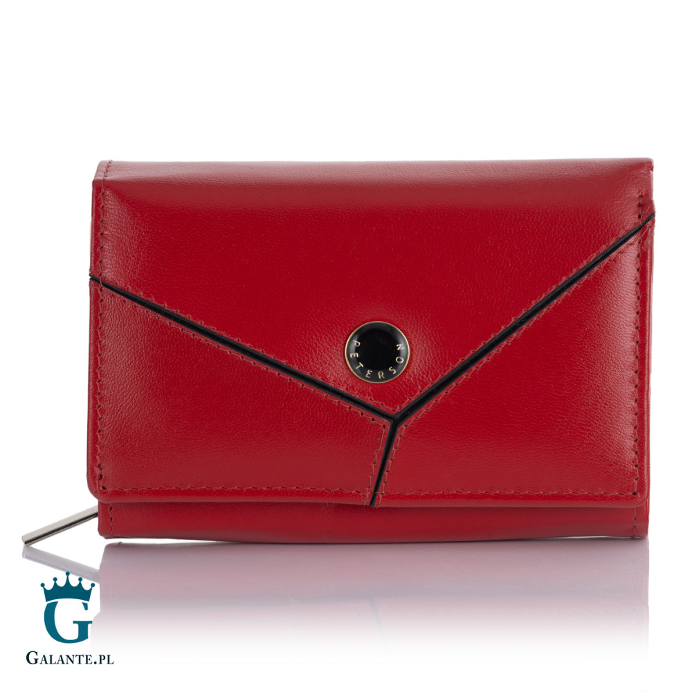 Mały Skórzany Portfel Damski PETERSON RD-02-GCL – czerwony