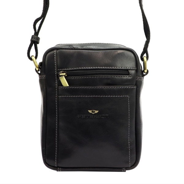 Listonoszka męska ze skóry licowej PETERSON 011 czarna