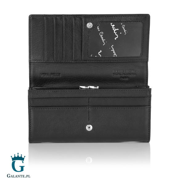 Portfel damski Pierre Cardin ze skóry włoskiej 06 ITALY 100 – czarny