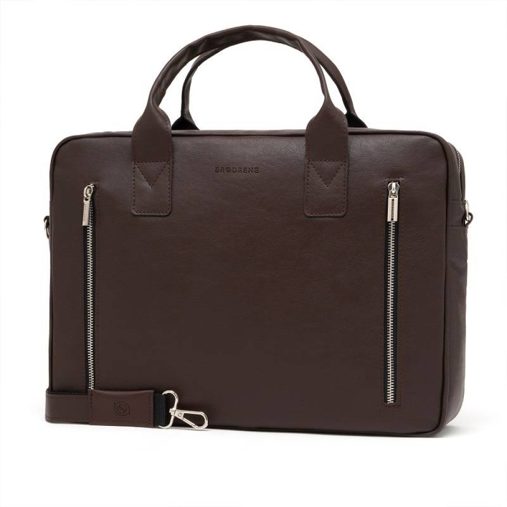 Torba męska na ramię ze skóry eko Brodrene B02 brązowa