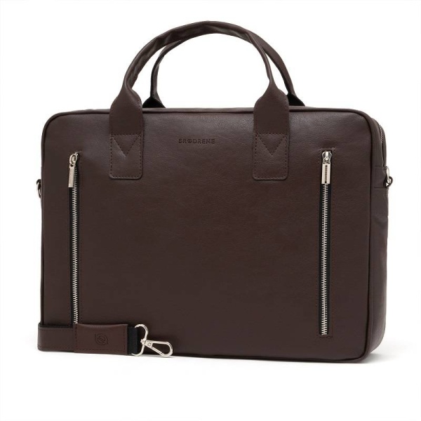 Torba męska na ramię ze skóry eko Brodrene B02 brązowa