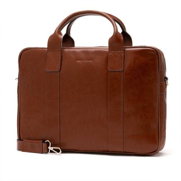 Duża torba na ramię ze skóry licowej Brodrene jasny brąz