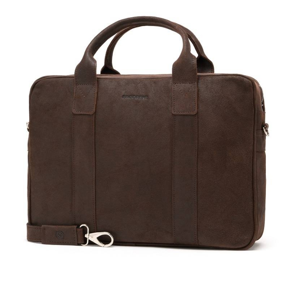 Duża torba na ramię ze skóry licowej Brodrene jasny brąz