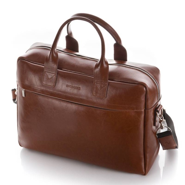 Duża skórzana torba męska Brodrene R03XL – brązowa jasna