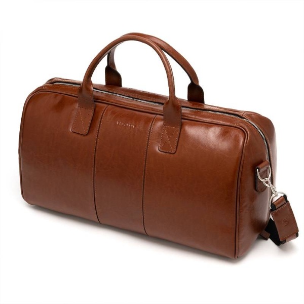 Torba podróżna ze skóry naturalnej Brodrene R10 jasnobrązowa