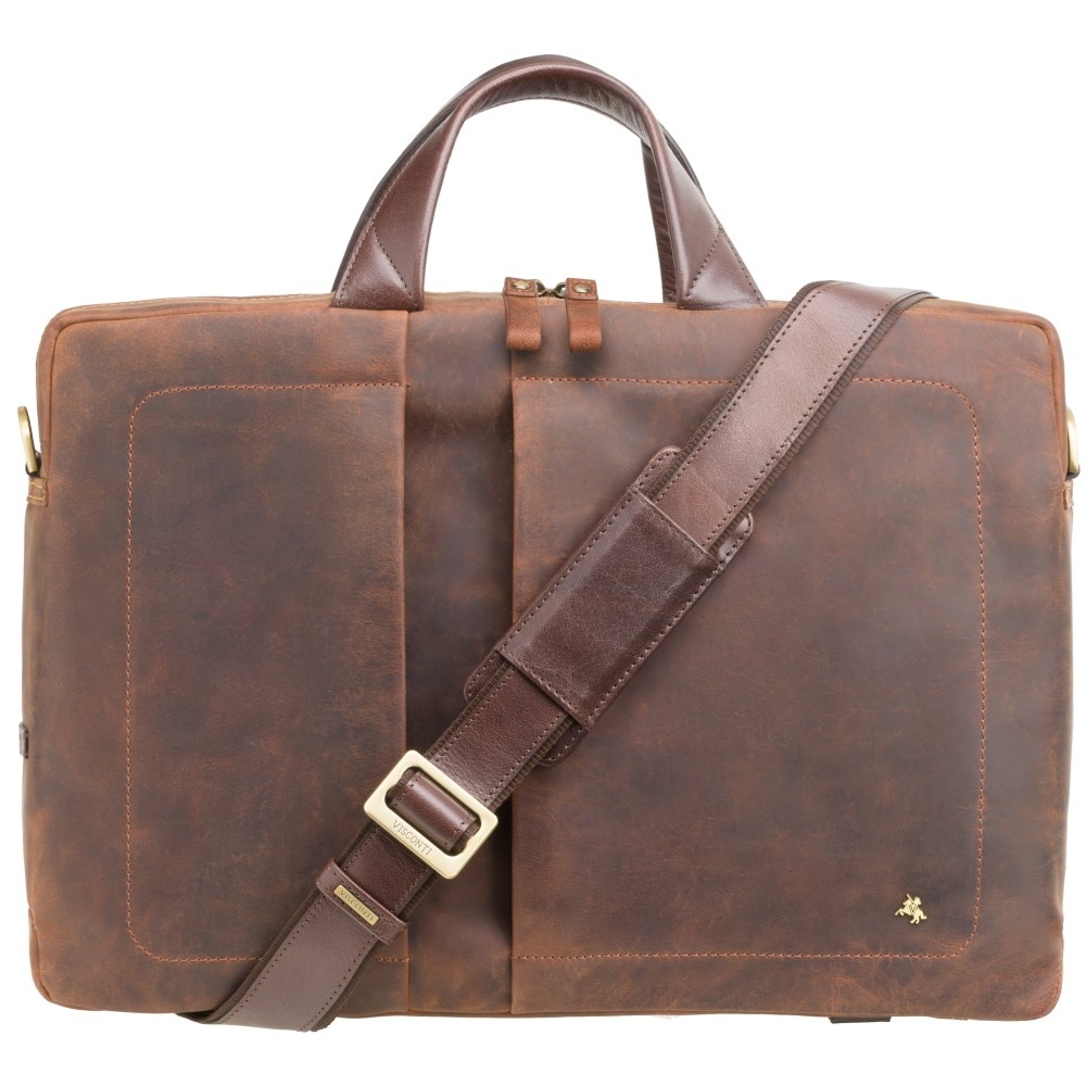 Torba męska na ramię ze skóry ekologicznej Brodrene B01 – brązowy