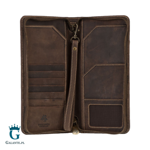 Skórzany portfel podróżny Visconti Hunter V-728 brązowy