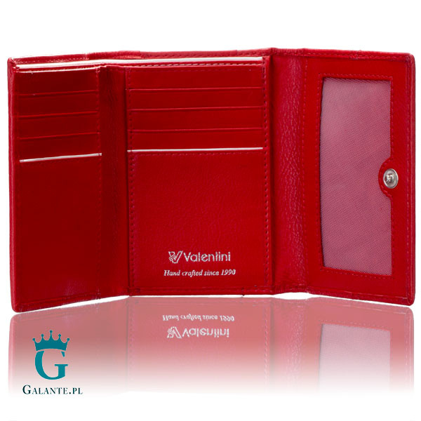 Mały portfel damski z miękkiej skóry Valentini 154-263 – czerwony