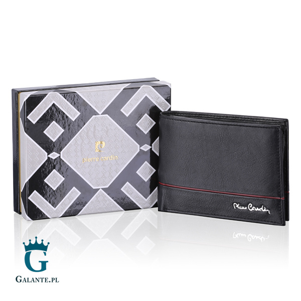 Skórzany Portfel Męski Pierre Cardin TILAK15 325 czarno-czerwony