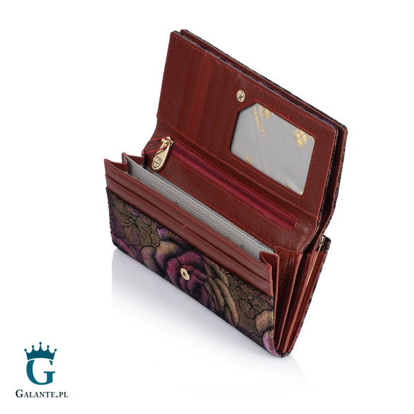 Duży portfel damski organizer w kwiaty PETERSON fiolet