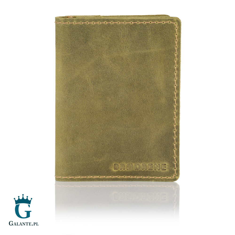 Etui na dokumenty ze skóry naturalnej Brodrene SW01 – oliwkowe