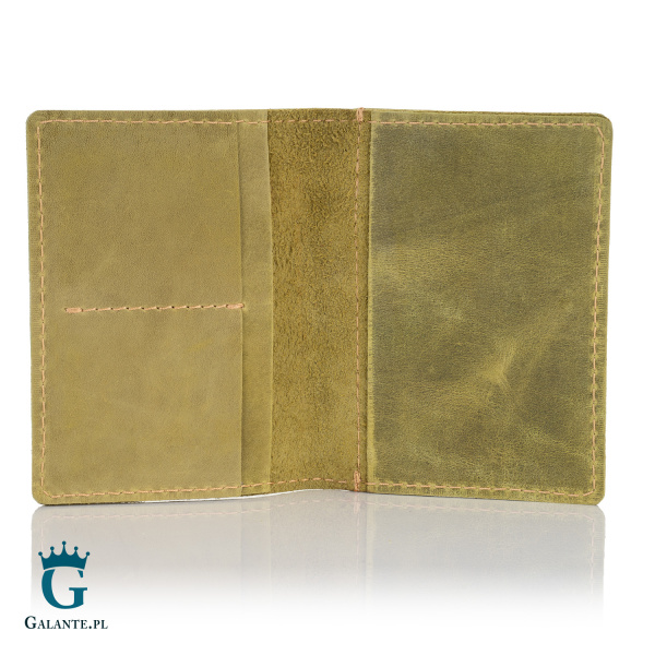 Etui na dokumenty ze skóry naturalnej Brodrene SW01 – oliwkowe