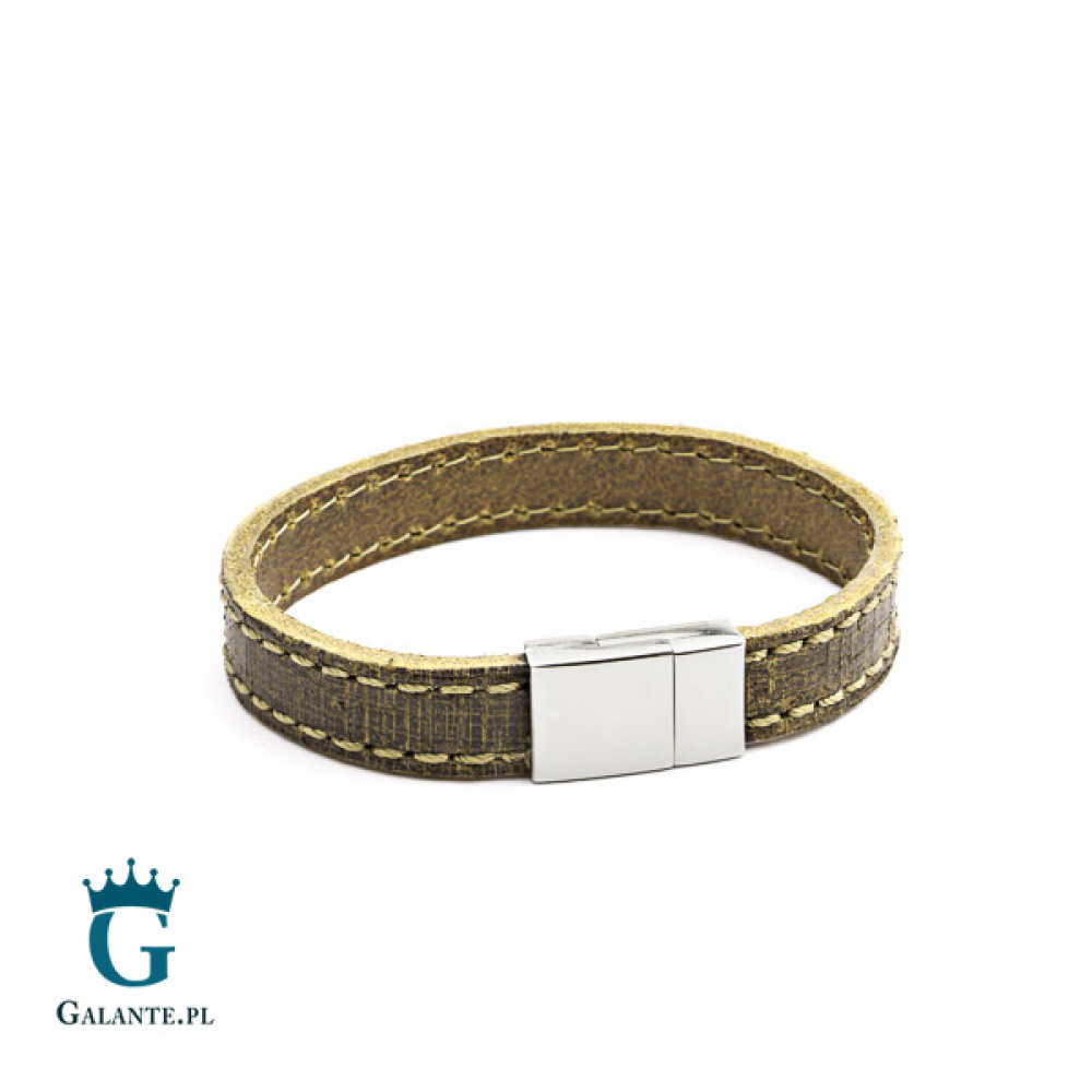 Oliwkowa bransoletka skórzana TX234