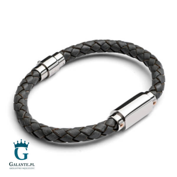 Szara bransoletka ze skóry T752