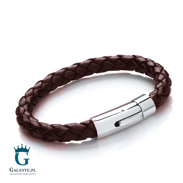 Bransoleta męska pleciona ze skóry naturalnej T659