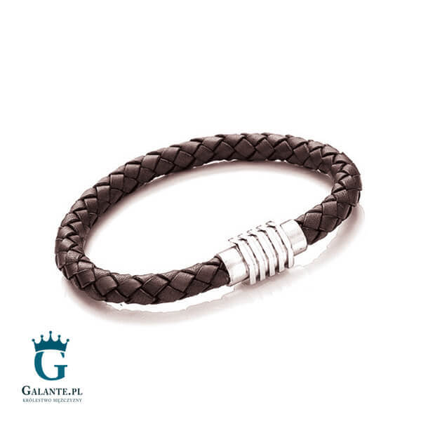 Brązowa bransoletka skórzana T1054