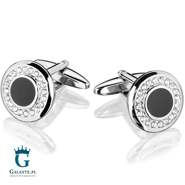 Okrągłe Spinki Do Mankietów z Cyrkoniami SD-1209