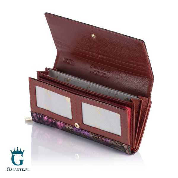 Duży Portfel Damski Kwiaty PETERSON 42100 z RFID – fioletowy