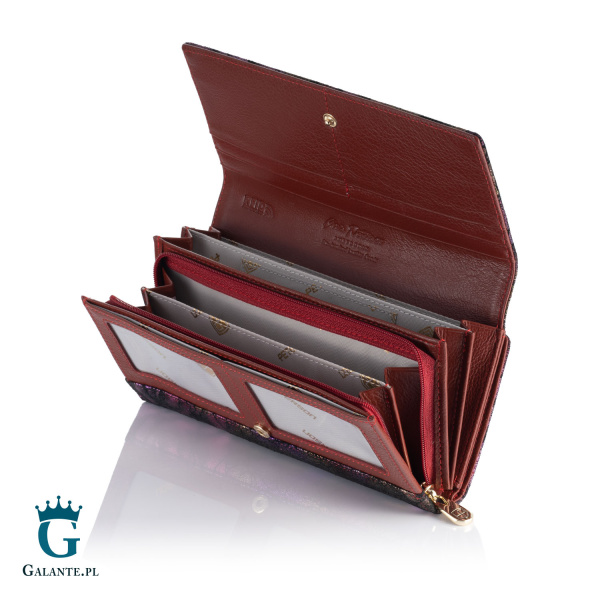 Duży Portfel Damski Kwiaty PETERSON 42100 z RFID – fioletowy