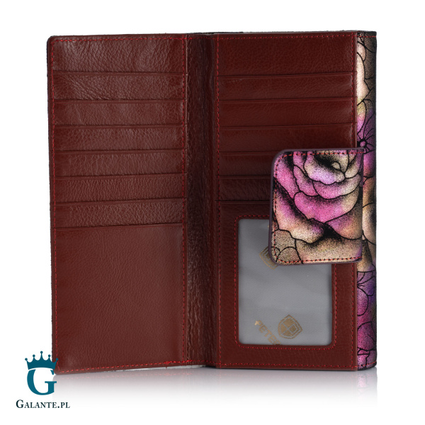 Duży Portfel Damski Kwiaty PETERSON 42100 z RFID – fioletowy