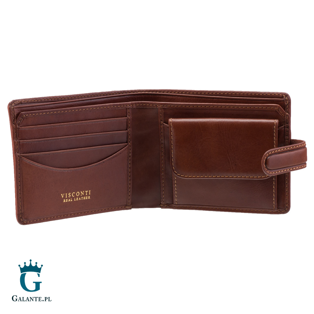 Mały portfel skórzany Visconti TSC-47 jasny brąz