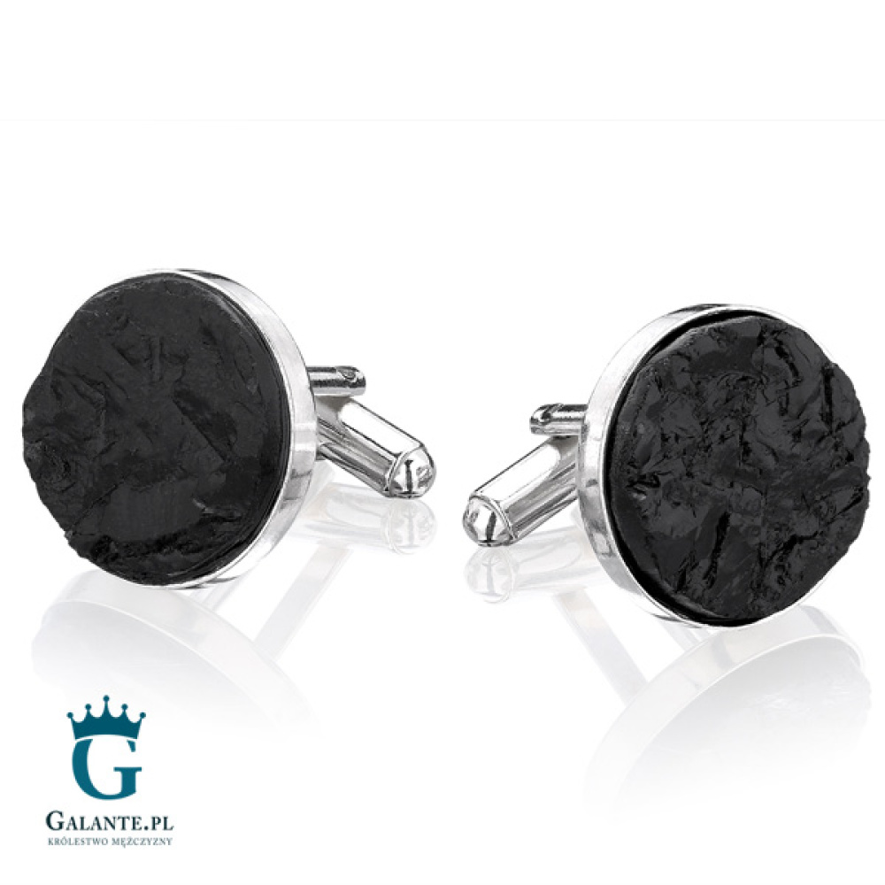 Srebrne spinki do mankietów bursztyn i płatki złota