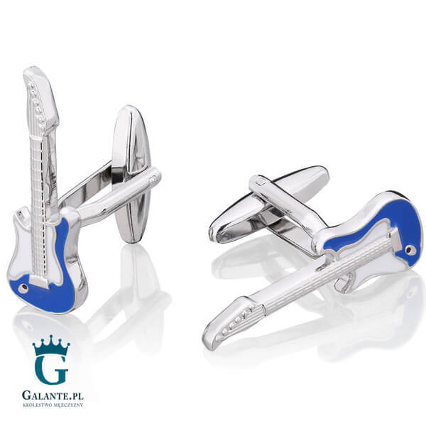 Spinki do mankietów X2 Niebieskie Gitary