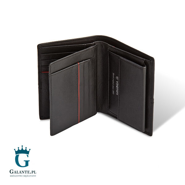 Czarny_portfel_z_czerwonymi_wstawkami_Valentini_154_467_4158 Portfel męski skórzany Valentini 154-467 Ferrari Red & Black