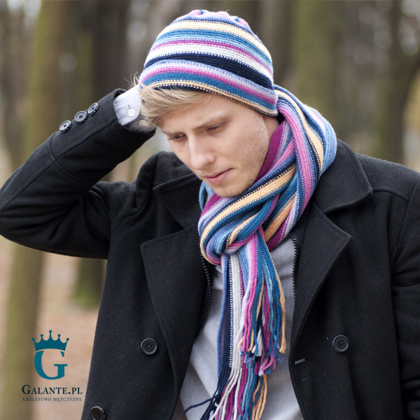 Wełniana czapka męska kolorowa LW-70