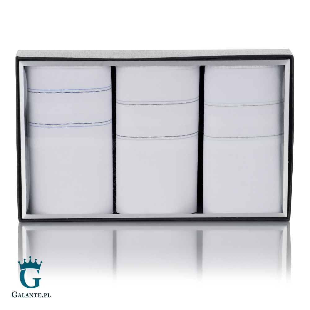 Białe chusteczki męskie z bawełny Lindenmann 50031