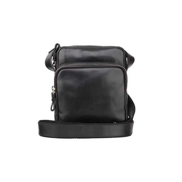 Saszetka męska na ramię ze skóry licowej Visconti ML-40 – czarna
