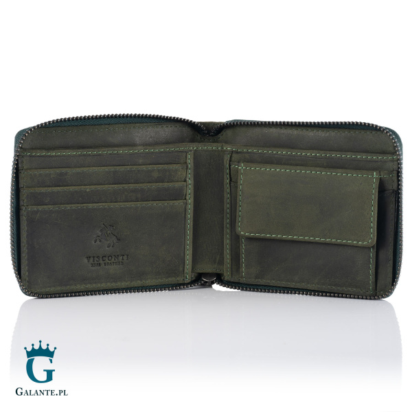 Portfel męski na zamek Visconti V-702 Hunter RFID – zielony