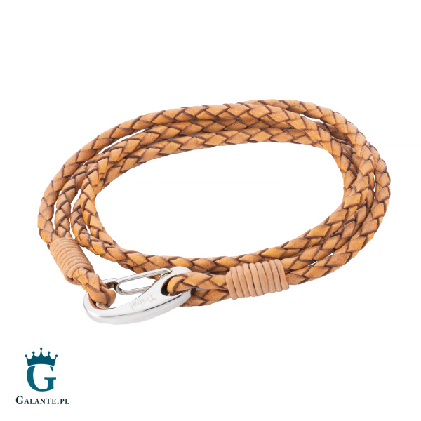 Skórzana bransoleta męska podwójna naturalny brąz T758-2