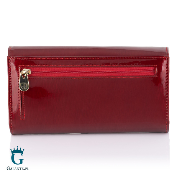Skórzany Lakierowany Portfel Damski PETERSON 421077 – czerwony