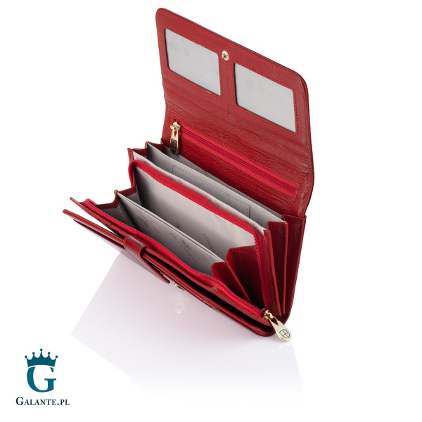 Skórzany Lakierowany Portfel Damski PETERSON 421077 – czerwony