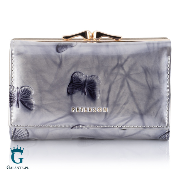 Zgrabny portfel damski Srebrne Motyle PETERSON 42108