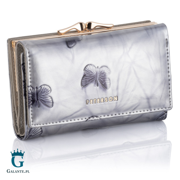 Zgrabny portfel damski Srebrne Motyle PETERSON 42108