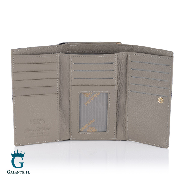 Zgrabny skórzany portfel damski Srebrne Motyle PETERSON