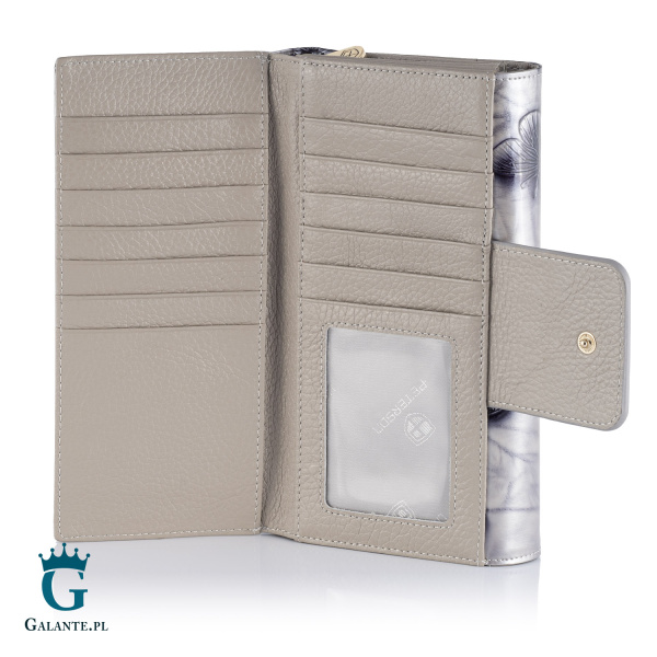 Duży Portfel Damski Srebrne Motyle PETERSON 42100 z RFID