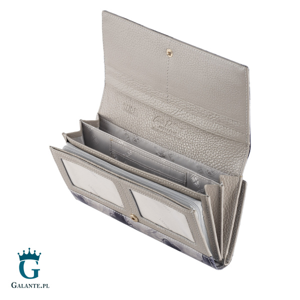 Duży Portfel Damski Srebrne Motyle PETERSON 42100 z RFID