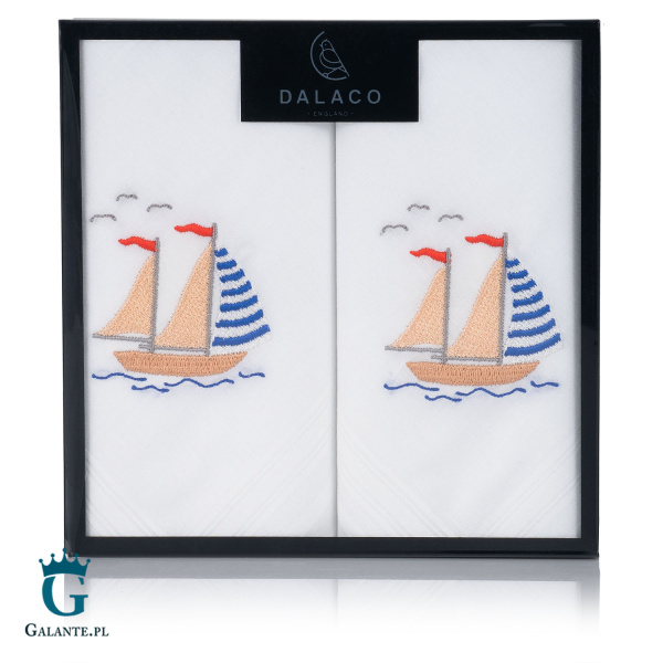 Chusteczki męskie haftowane Żaglówka HR-09