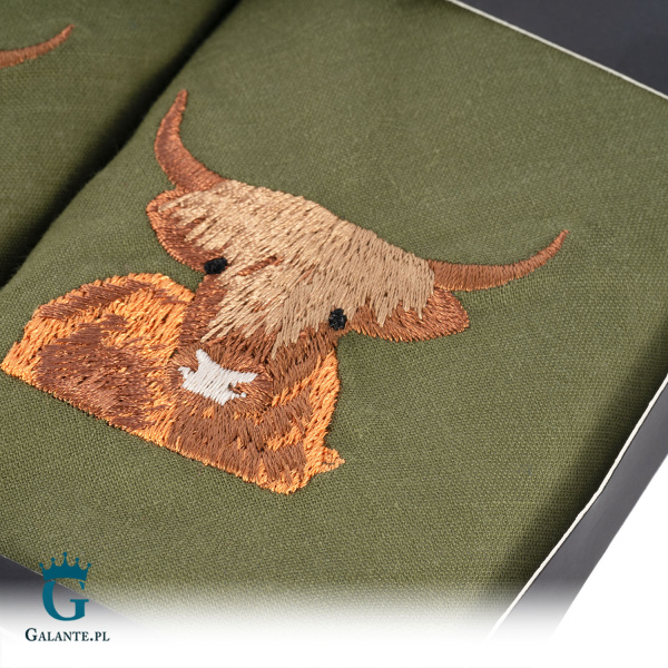 Chusteczki męskie haftowane Krowa Szkocka HR-45