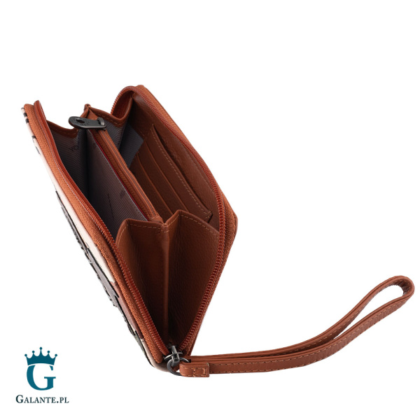 Skórzany portfel damski Słonie na Sawannie Yoshi