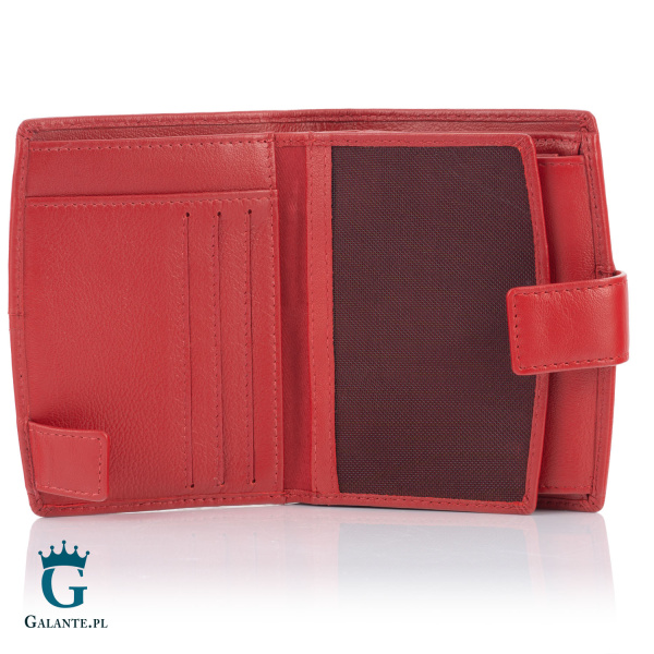 Czerwony skórzany portfel damski Valentini 185-297