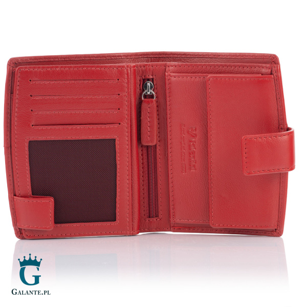 Czerwony skórzany portfel damski Valentini 185-297