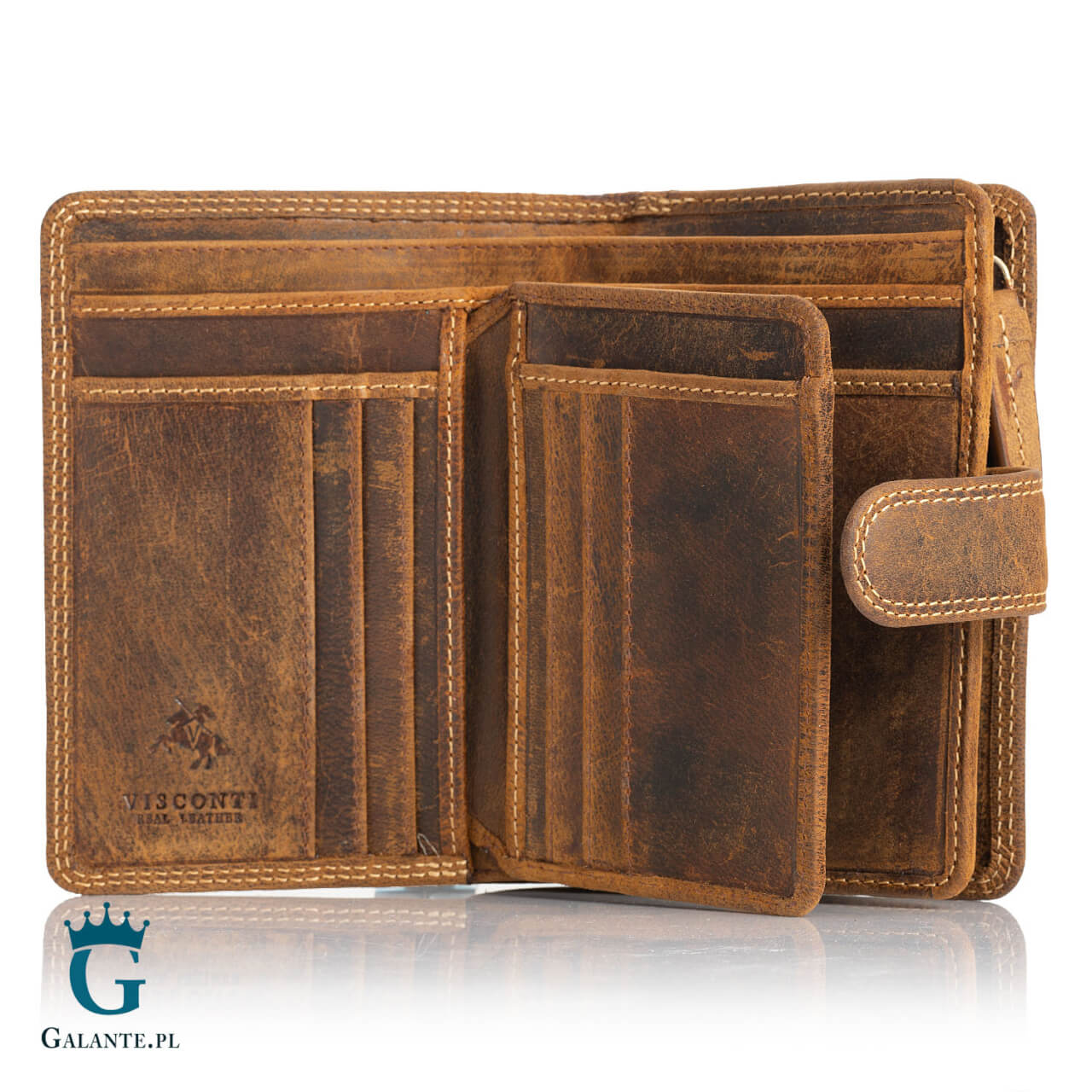 Mały skórzany portfel damski vintage Visconti V-729